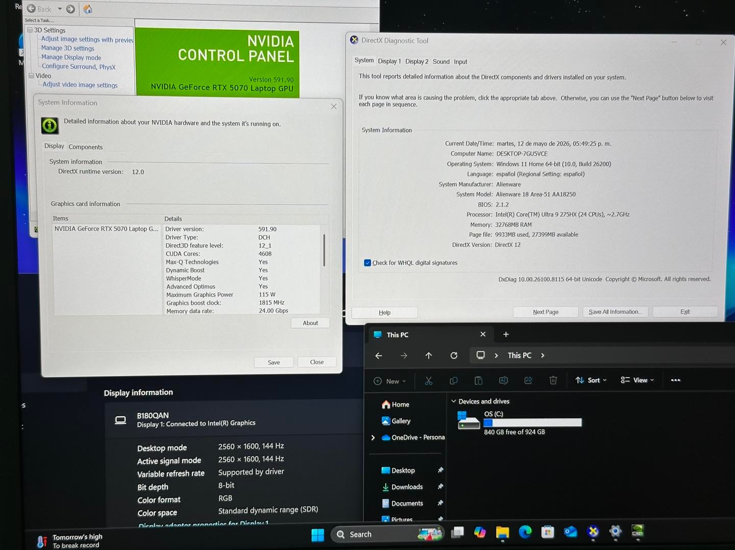 ALIENWARE 18 Area-51 RTX 5070